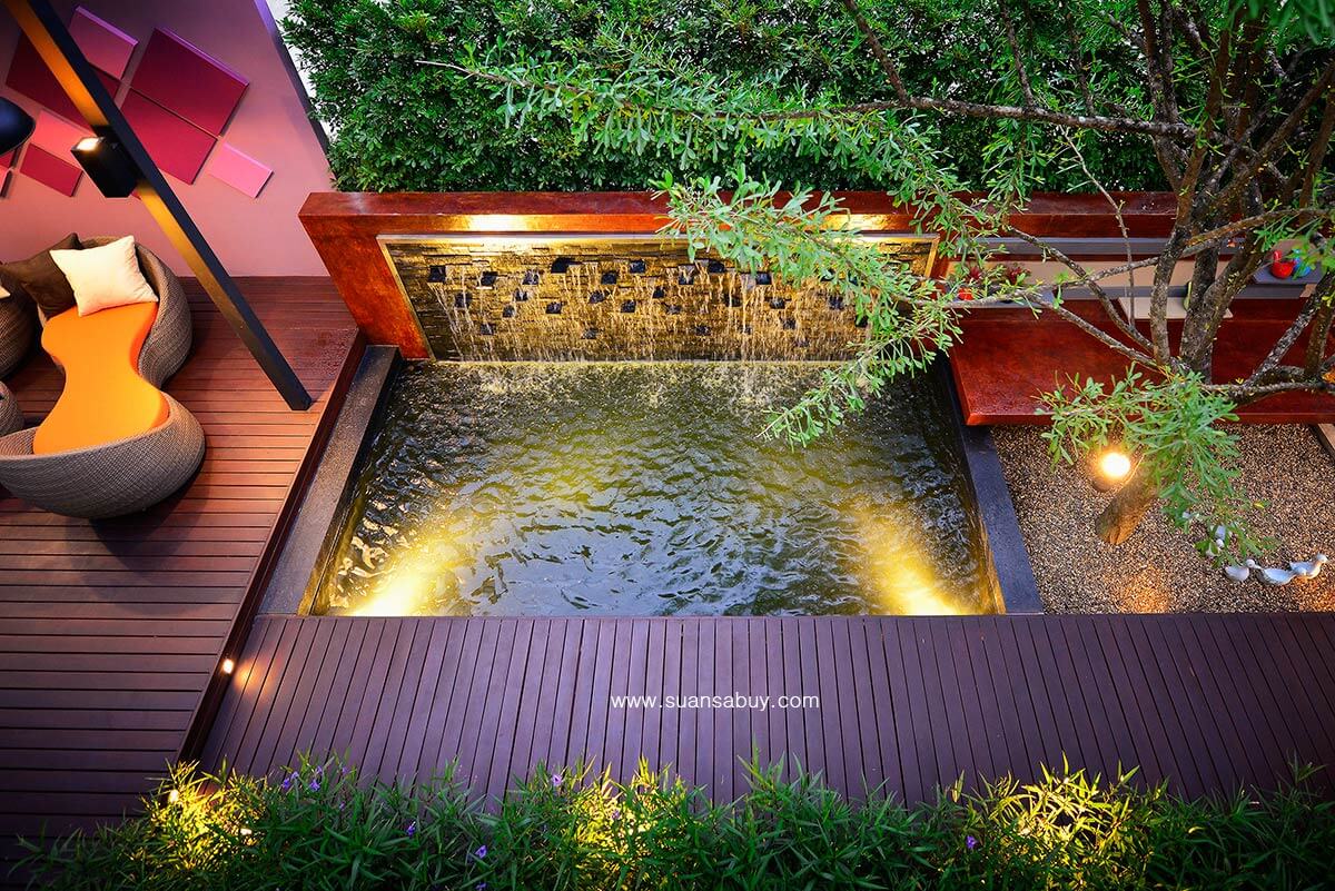 ศาลา-บ่อน้ำ-ผนังน้ำตก-ออกแบบสวนสวยๆโดยสวนสบาย