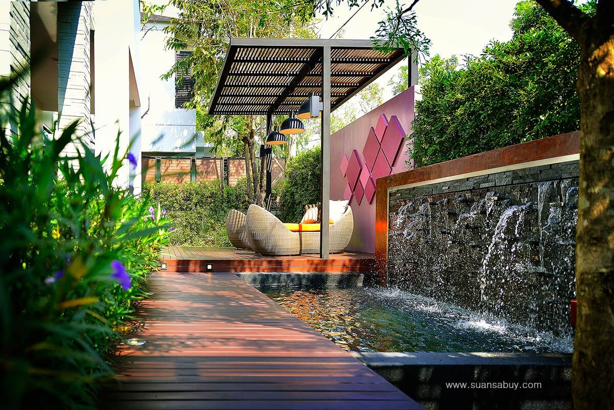 ศาลา-บ่อน้ำ-ผนังน้ำตก-ออกแบบสวนสวยๆโดยสวนสบาย