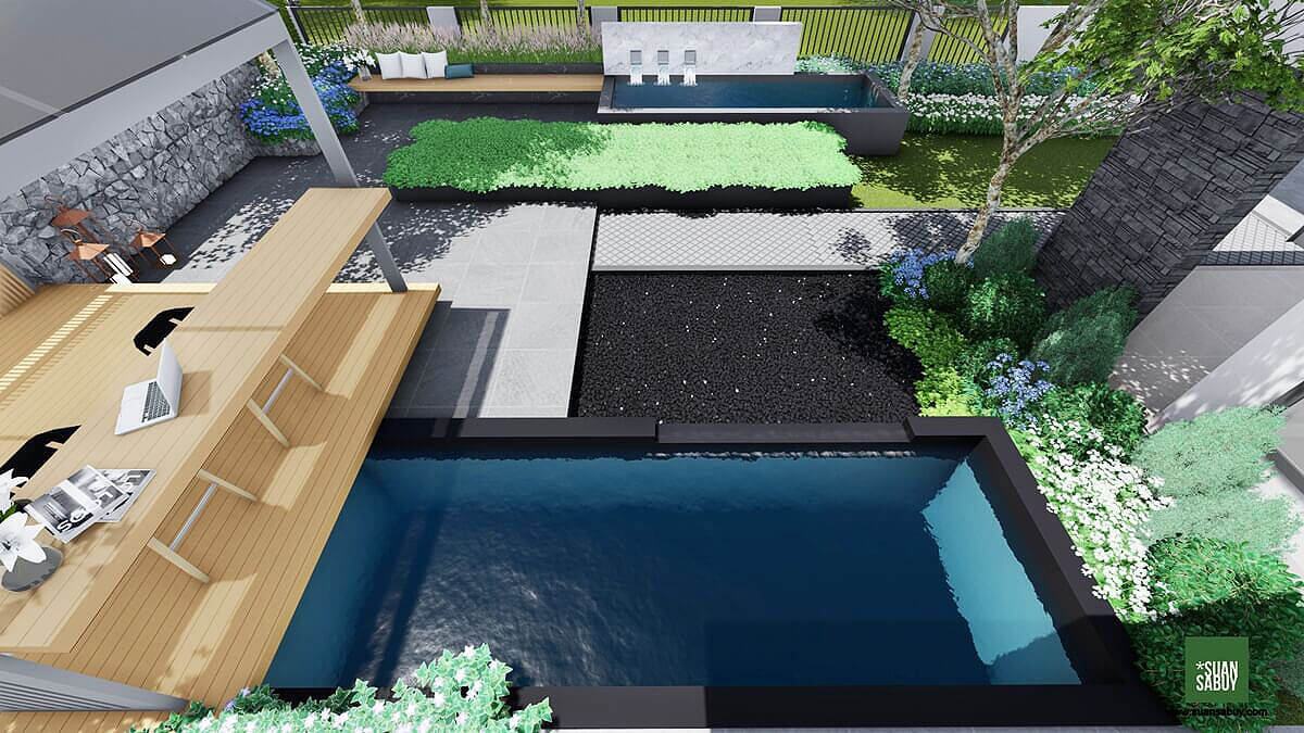 ศาลา-บ่อปลาคาร์ฟ-ผนังน้ำตก-ออกแบบ-จัดสวนโดยสวนสบาย