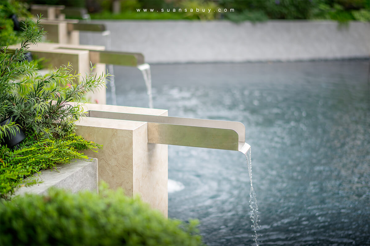ศาลา-บ่อน้ำ-ผนังน้ำตก-ออกแบบสวนสวยโดยสวนสบาย