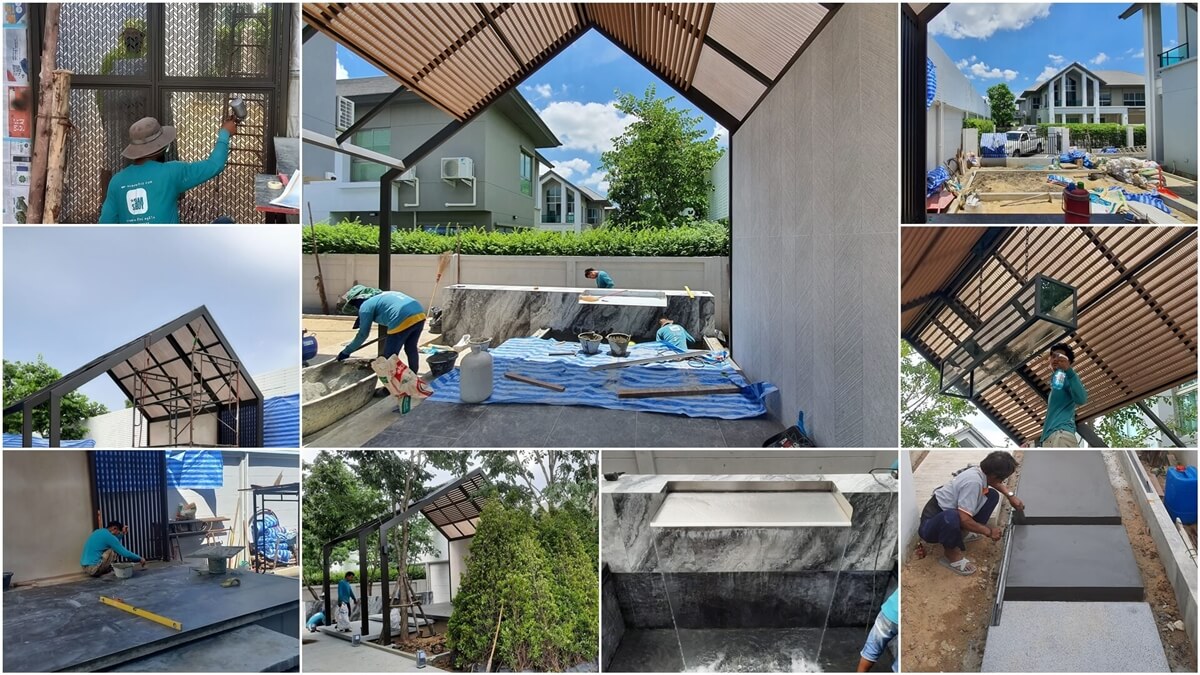 ศาลา-บ่อน้ำ-ผนังน้ำตก-ออกแบบสวนสวยโดยสวนสบาย